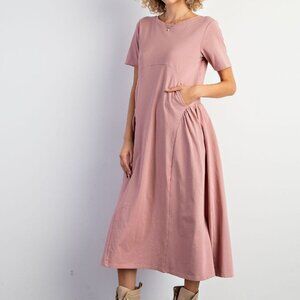 Easel brand relaxed maxi dress in faded rose